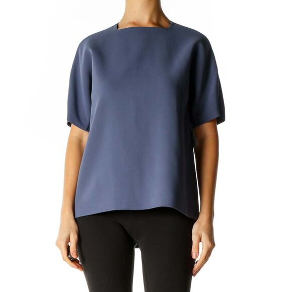 Trademark Tops - Trademark Blue Solid Casual T-Shirt
